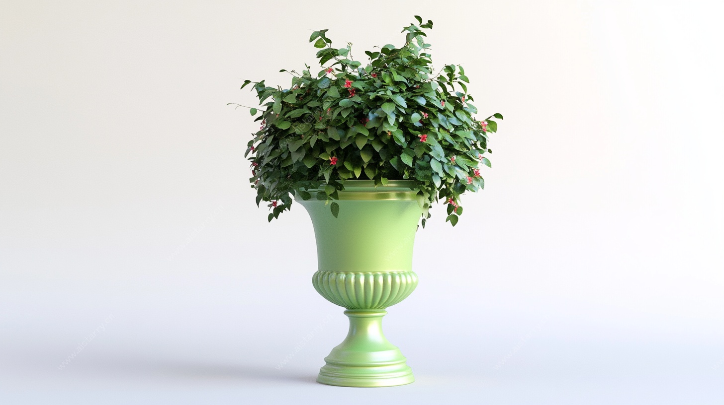 绿色花盆中的繁茂绿植