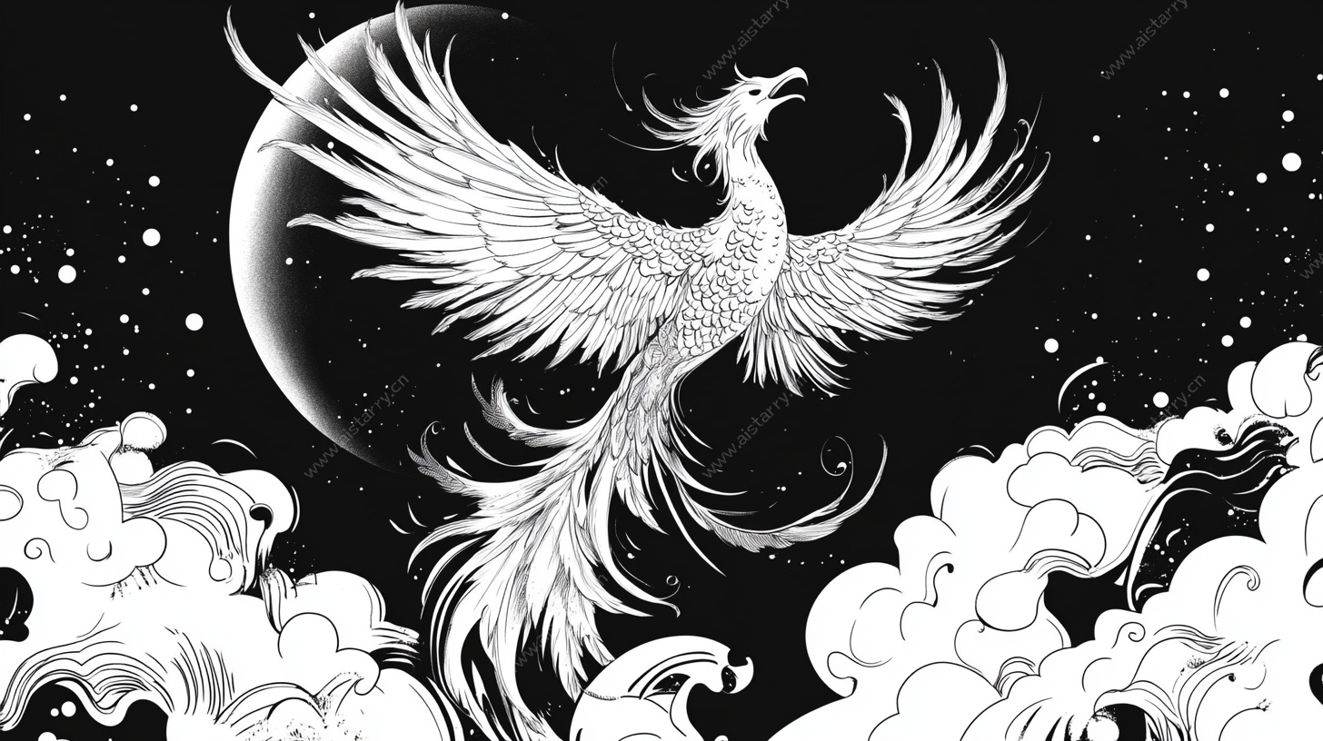 月下凤凰展翅图