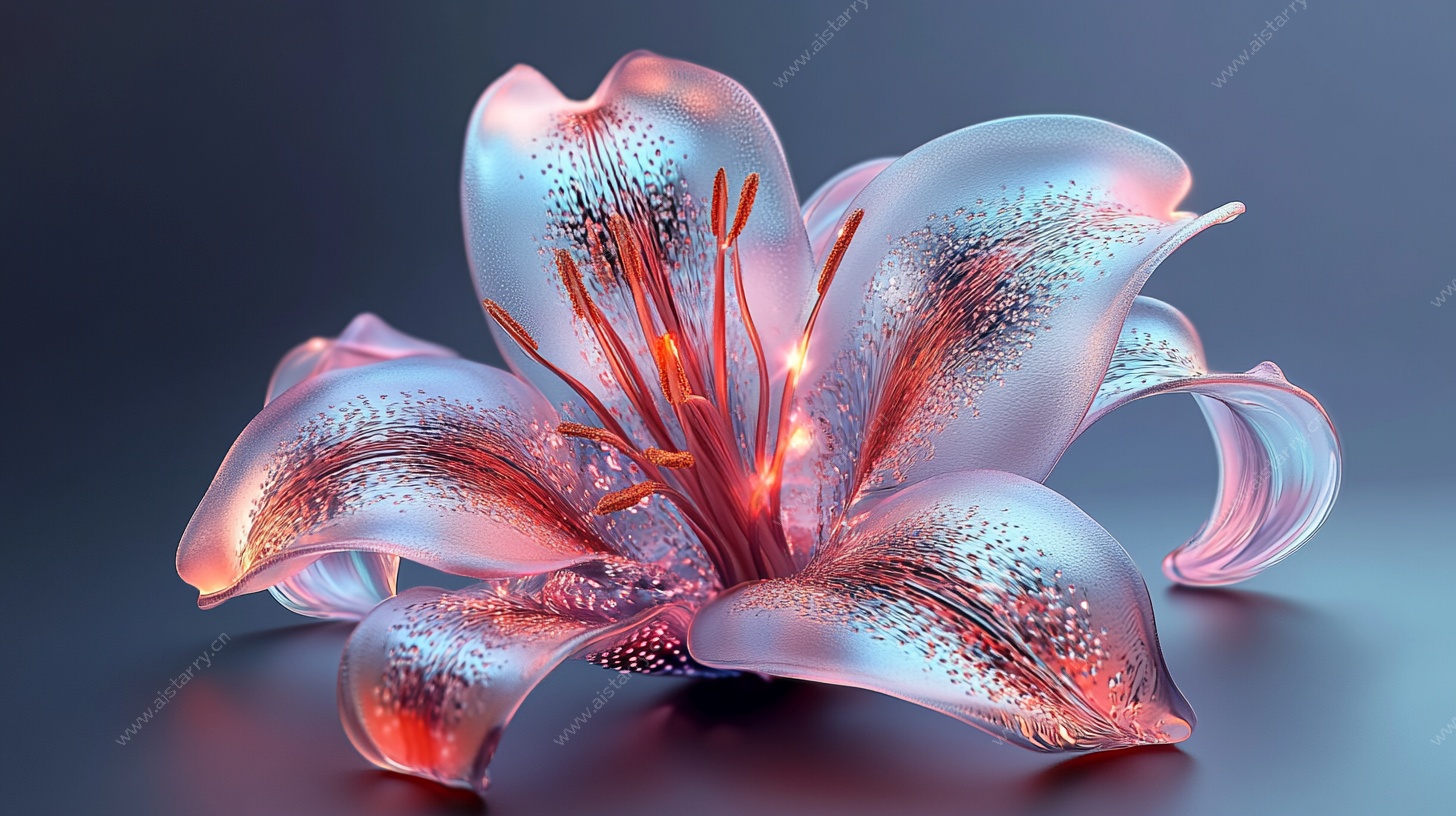 幻彩透明百合花3D渲染