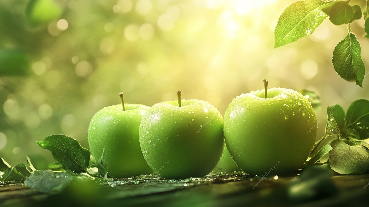 阳光下的青苹果静物图