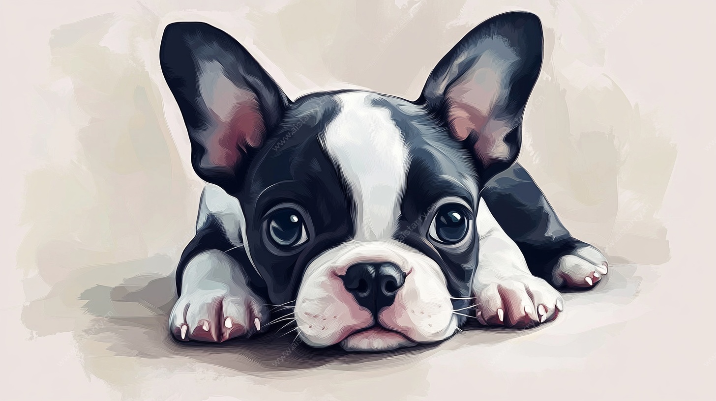 趴着的可爱法斗犬