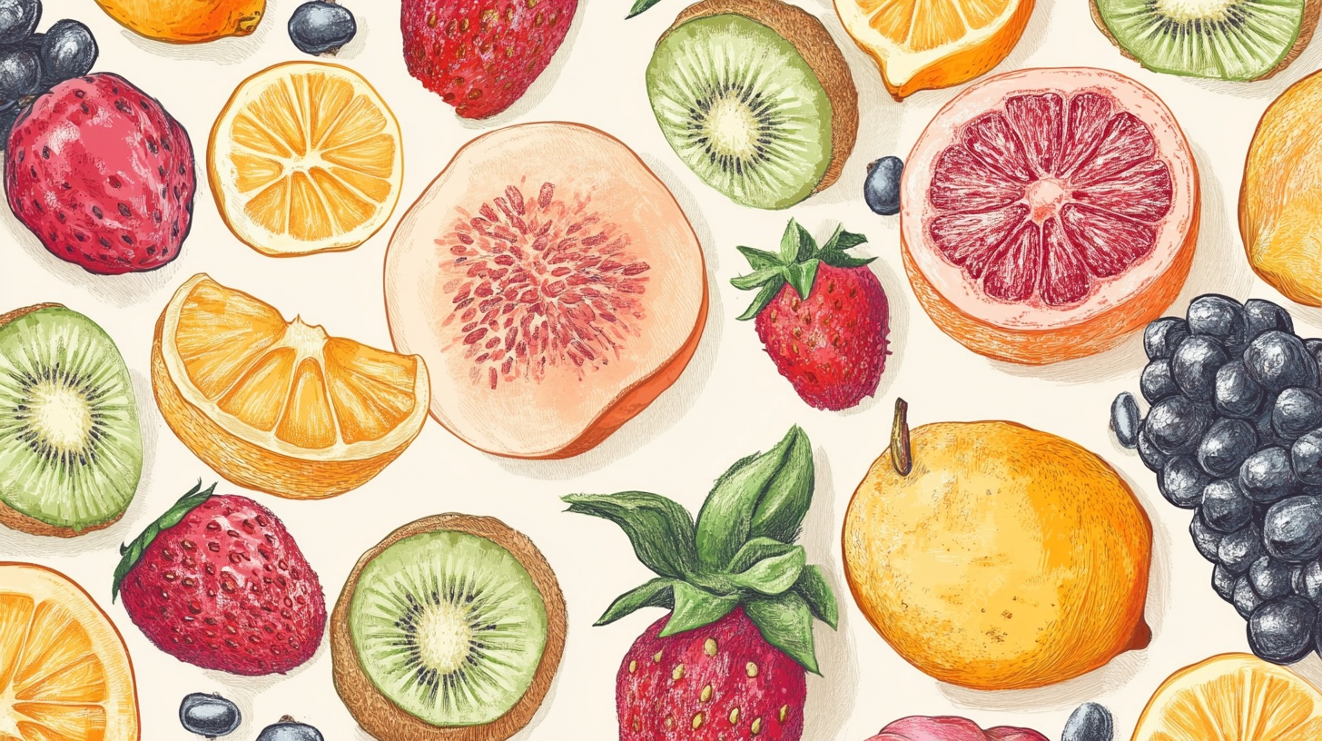 缤纷水果水彩插画