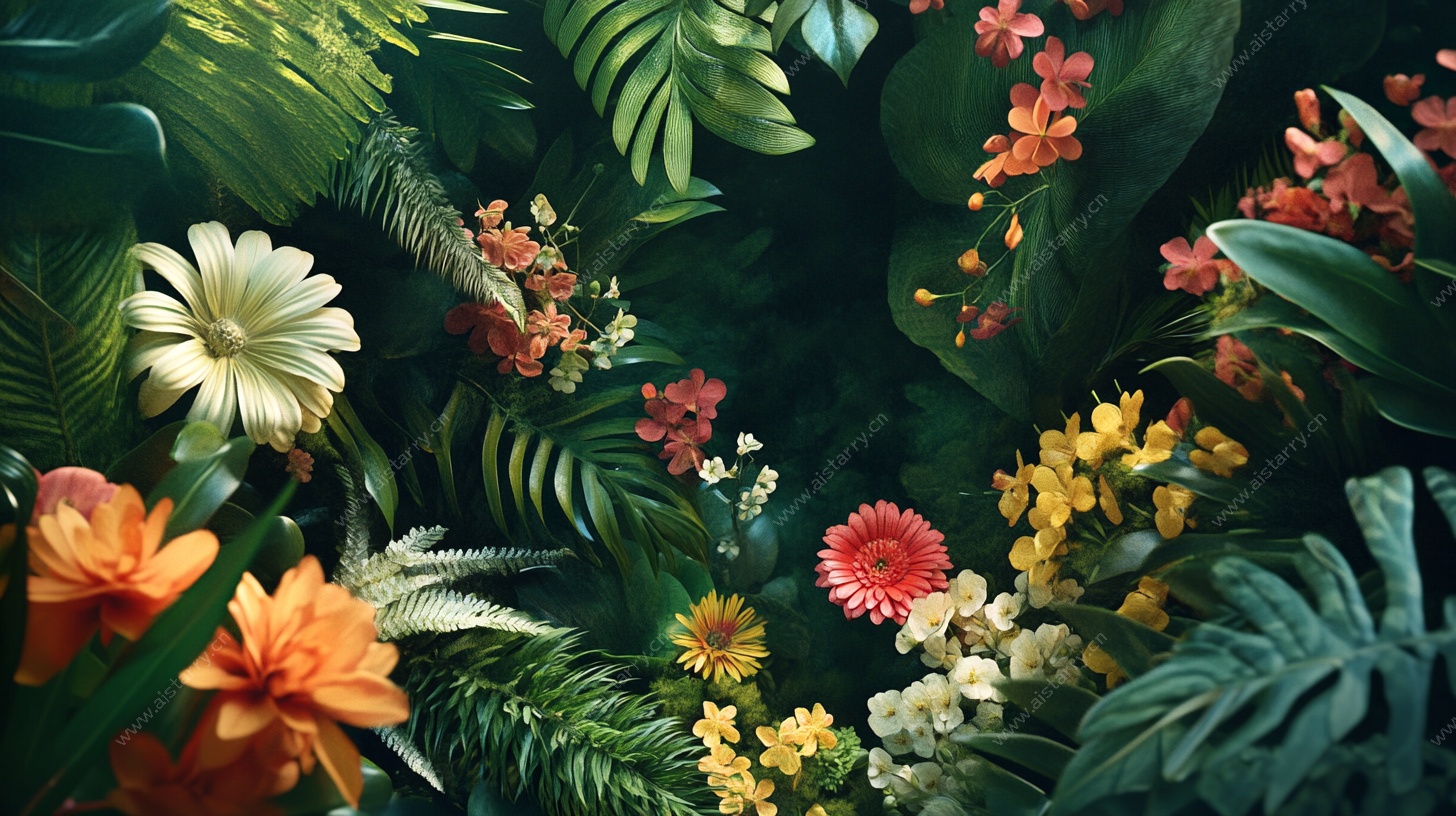 缤纷热带花卉植物景观