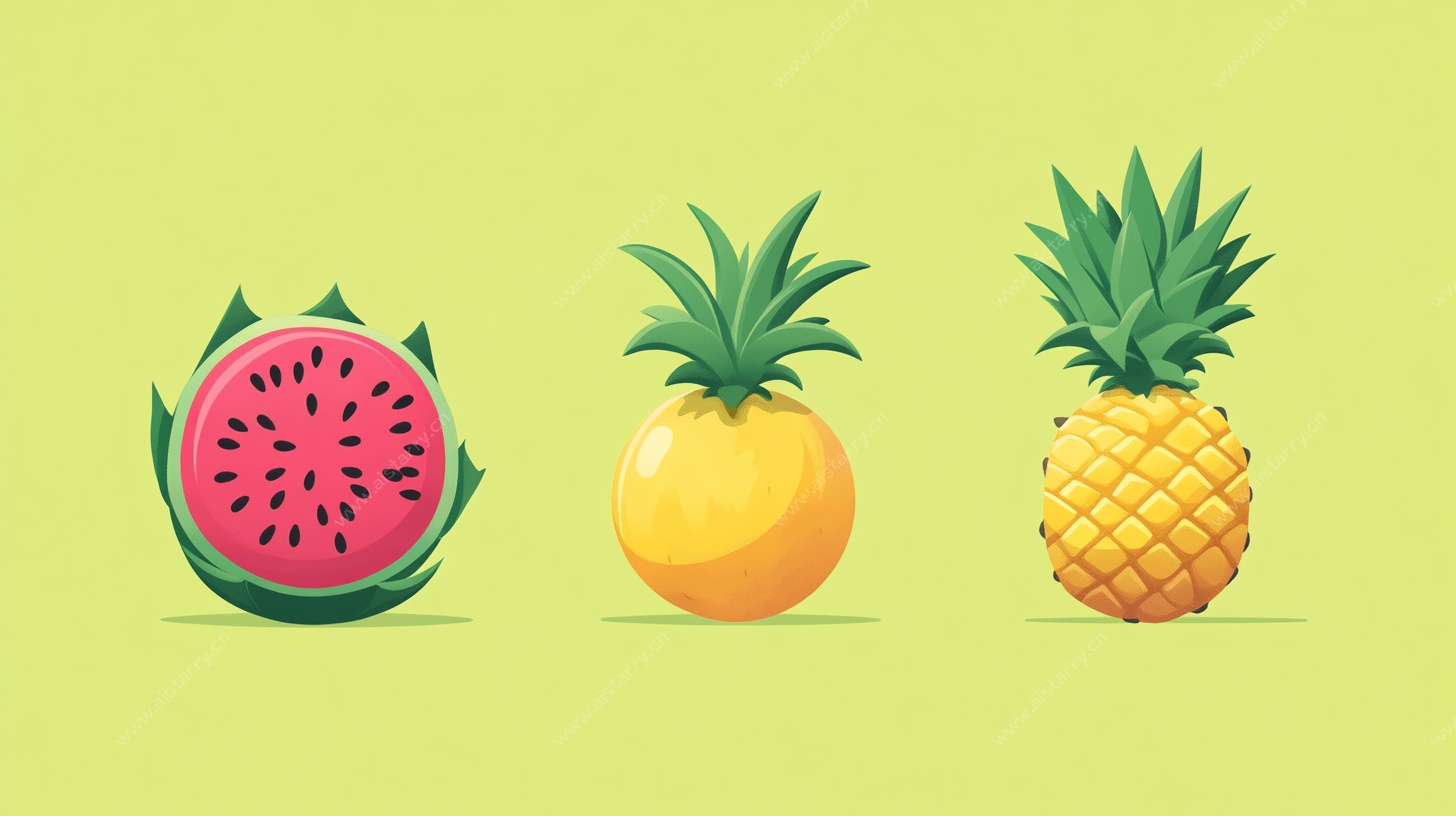 西瓜与菠萝插画