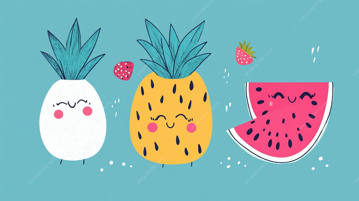 可爱水果卡通形象插画