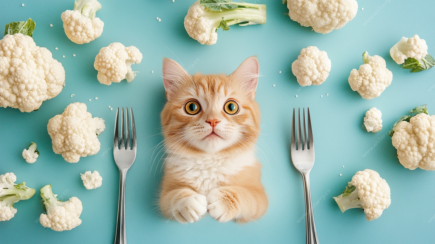 萌猫置身花椰菜的奇妙场景
