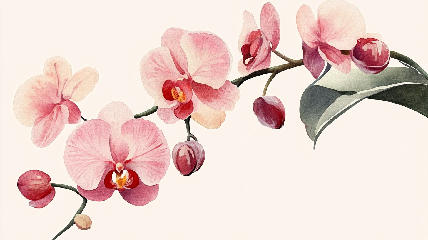 粉色蝴蝶兰花卉插画