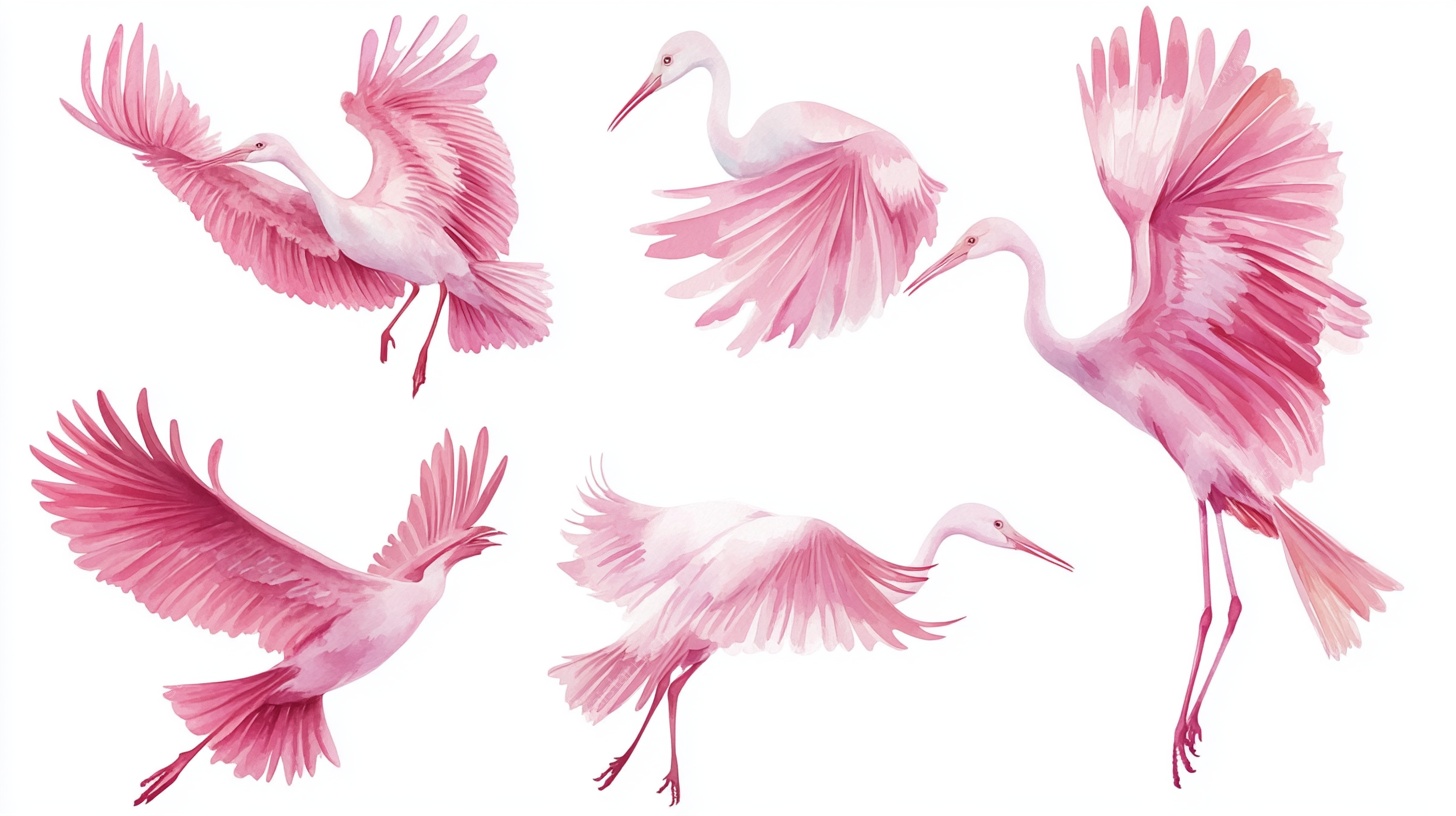 粉色飞鸟姿态集合图
