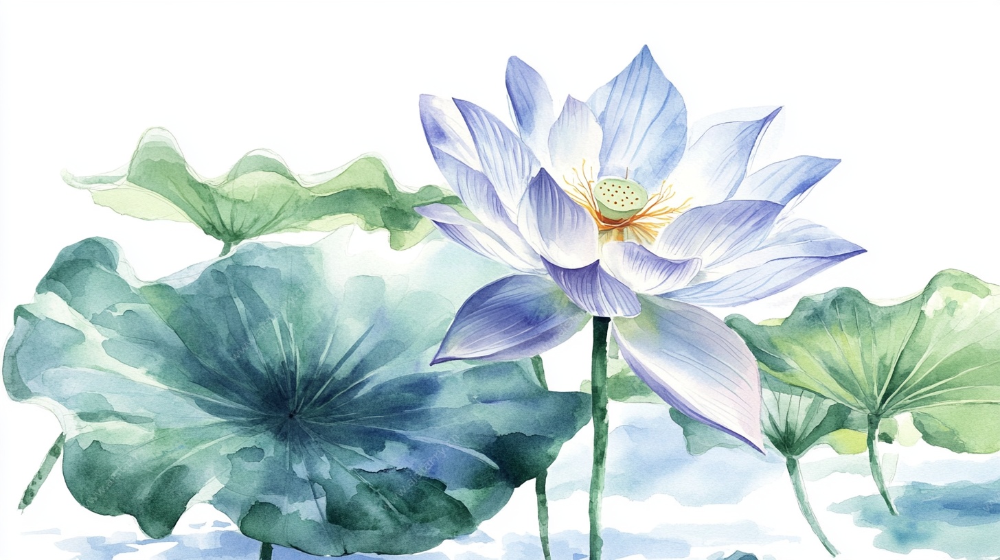 水墨荷花水彩画