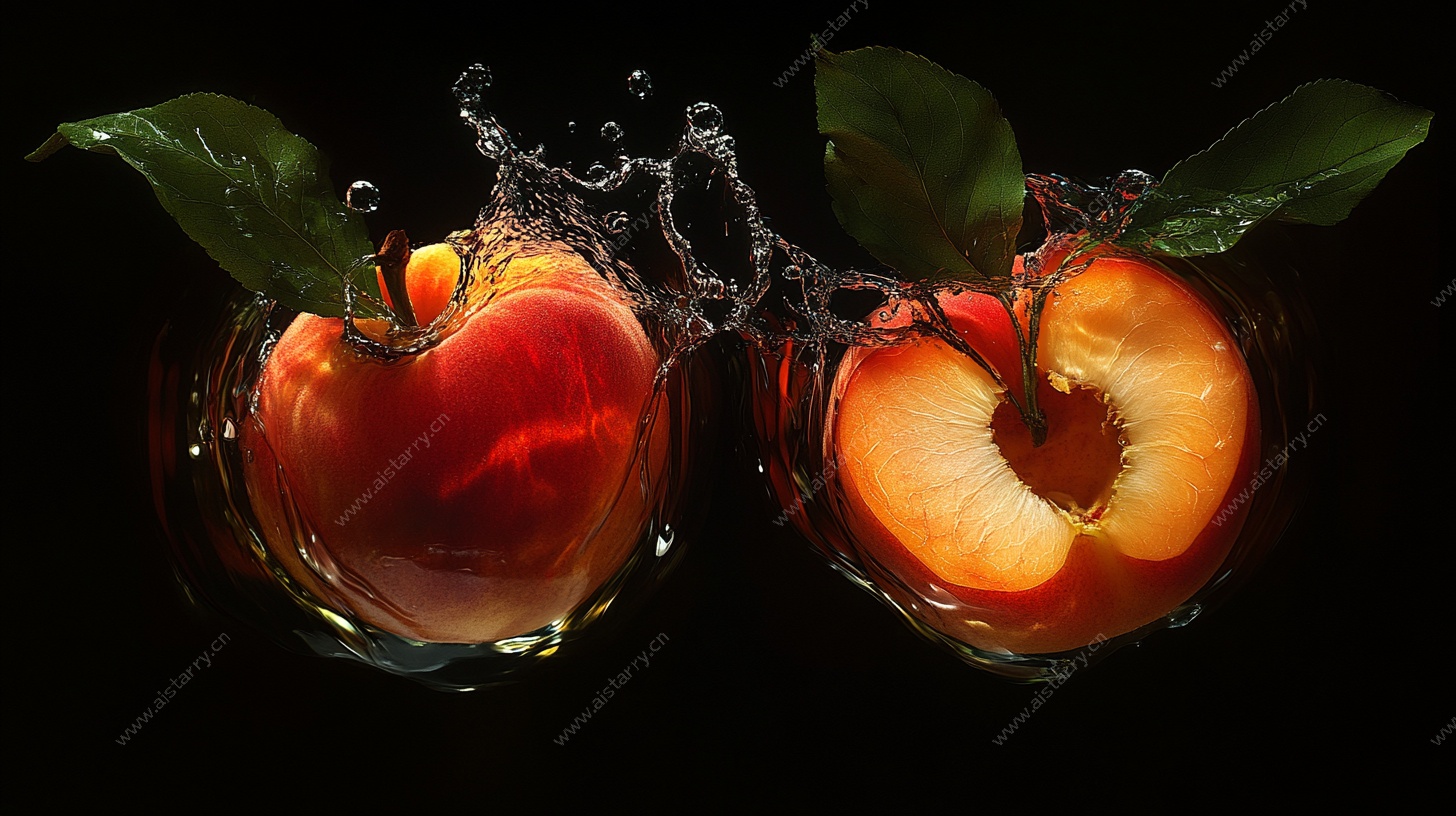 桃子入水瞬间艺术摄影