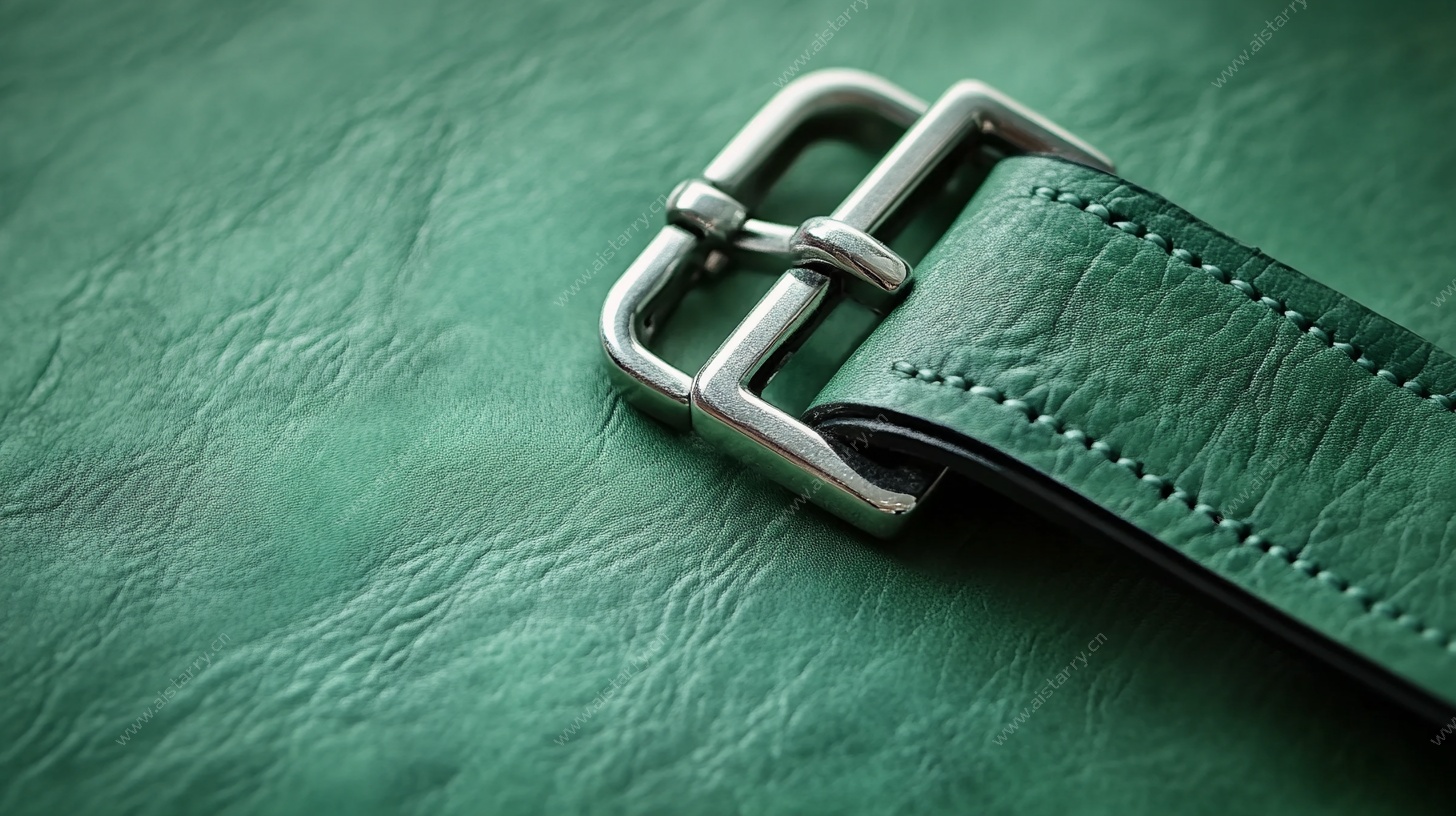 精致绿色皮带扣特写