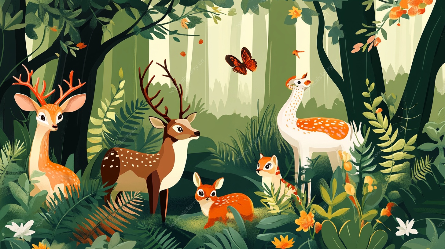 森林中的动物聚会