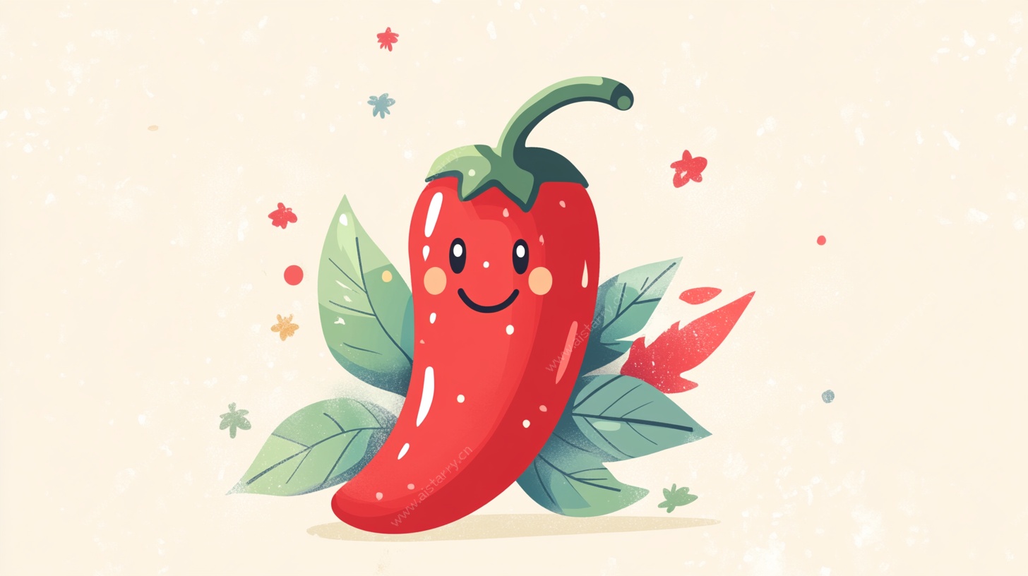 可爱红辣椒卡通插画