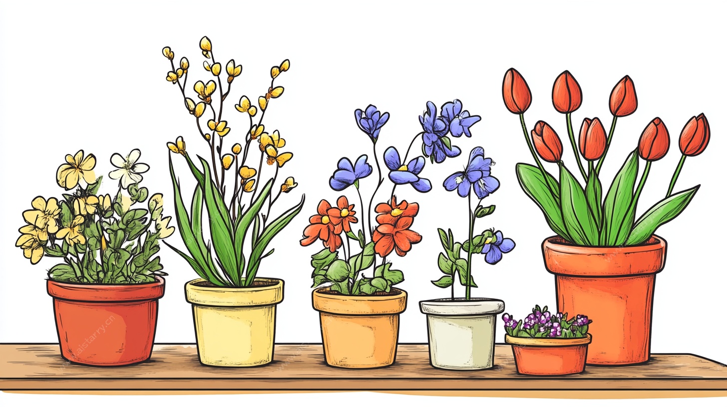 多彩盆栽装点温馨一角