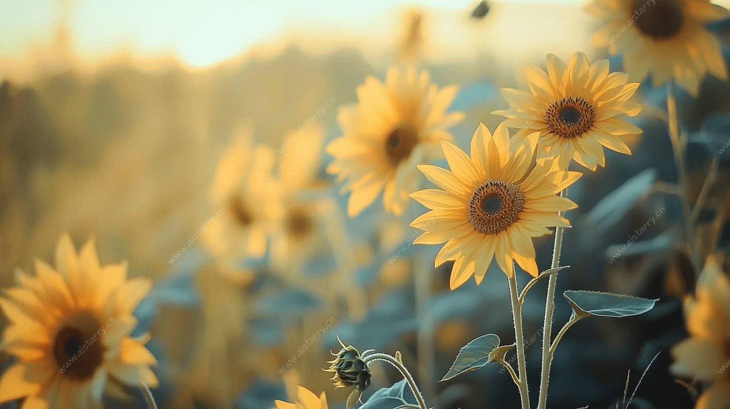夕阳下的向日葵花海
