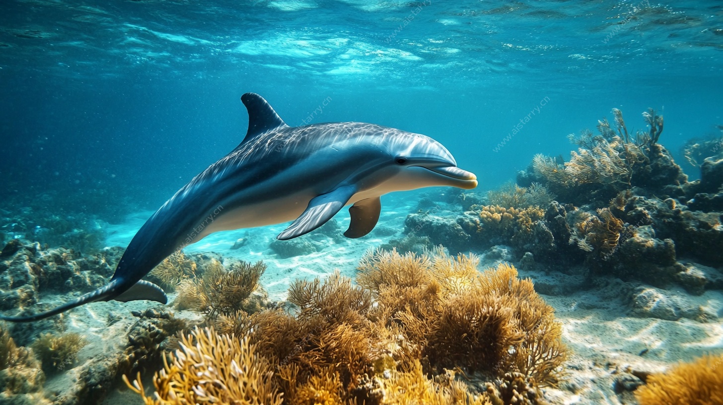 海豚畅游海底世界