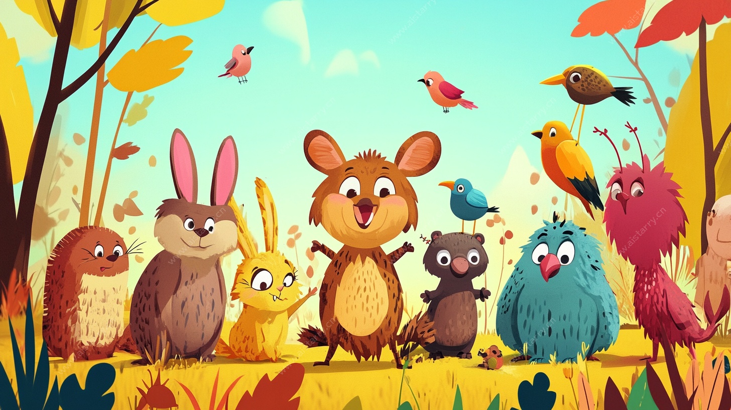 森林里的动物欢乐聚会