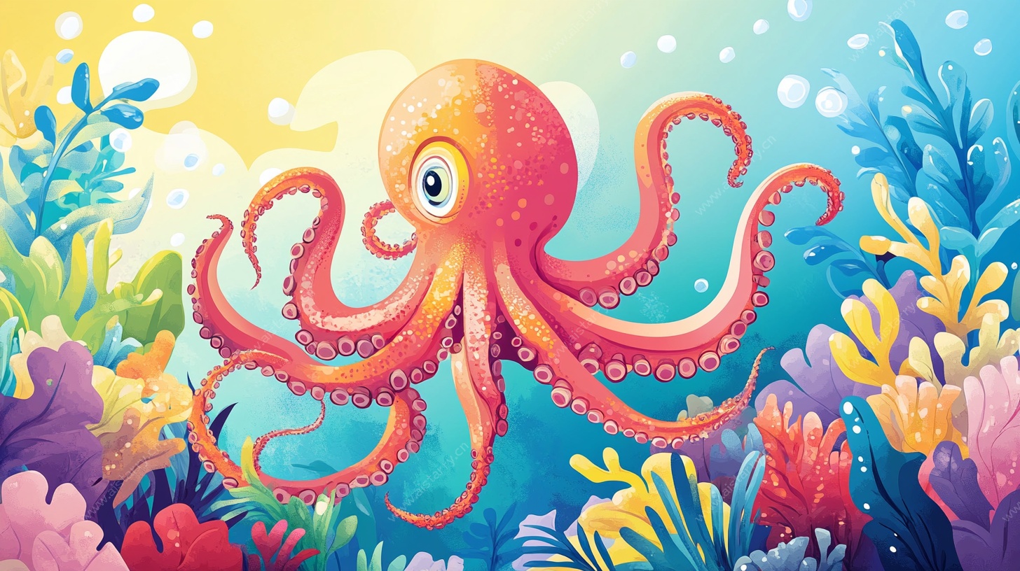 海底的可爱章鱼