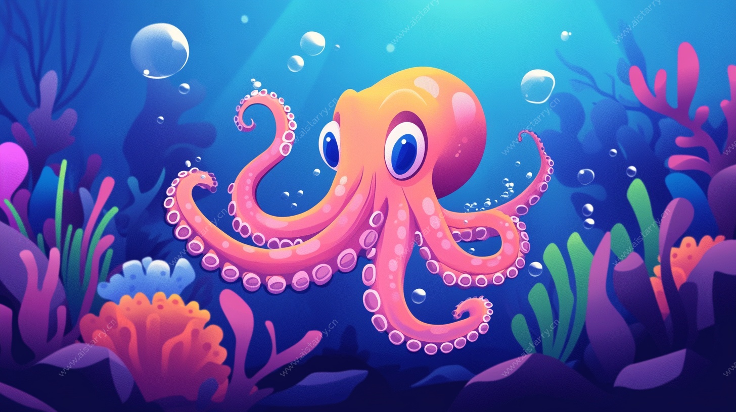 可爱章鱼的海底奇幻之旅