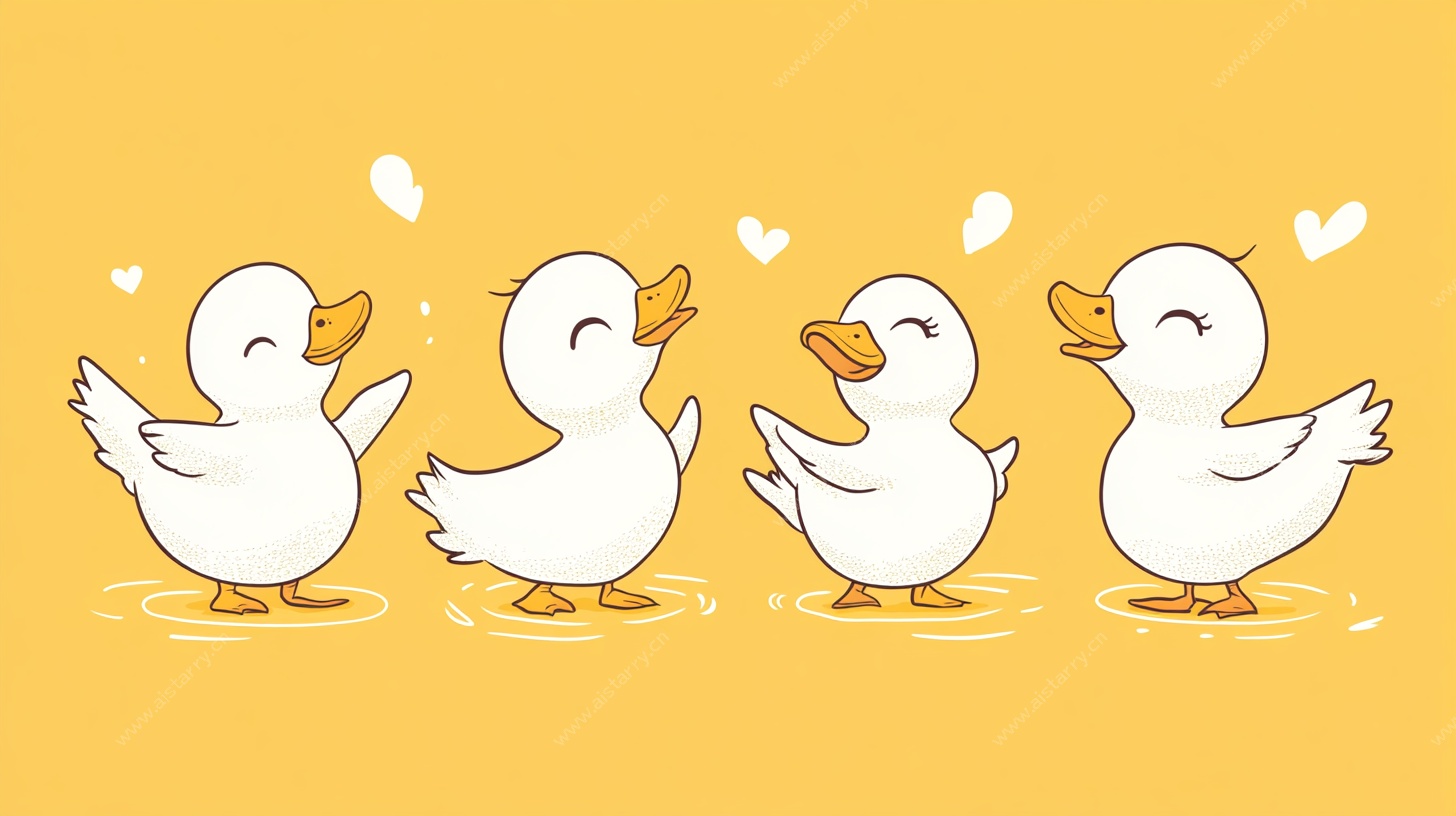 四只萌鸭欢快舞蹈图