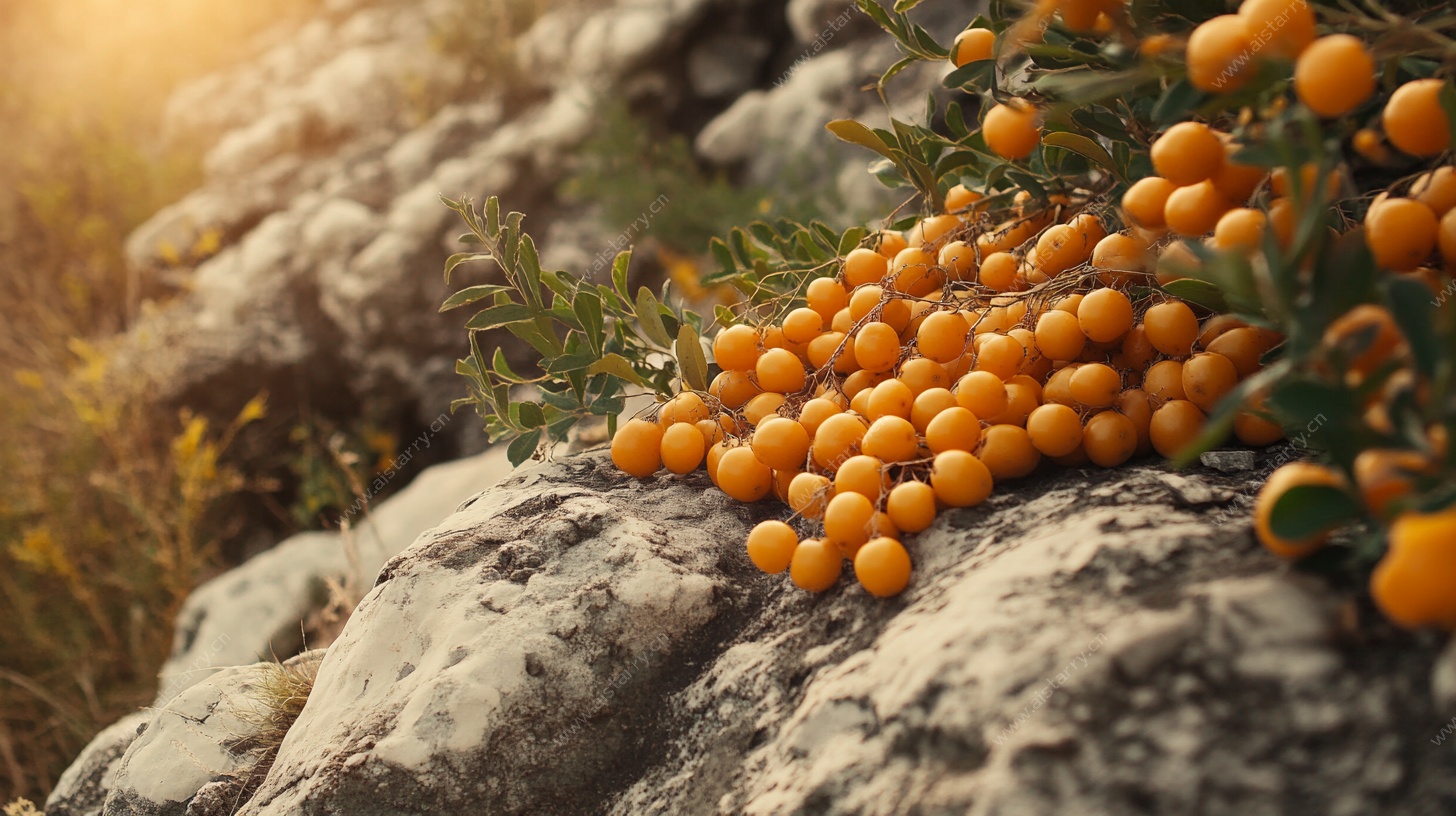 岩石上的金桔果实