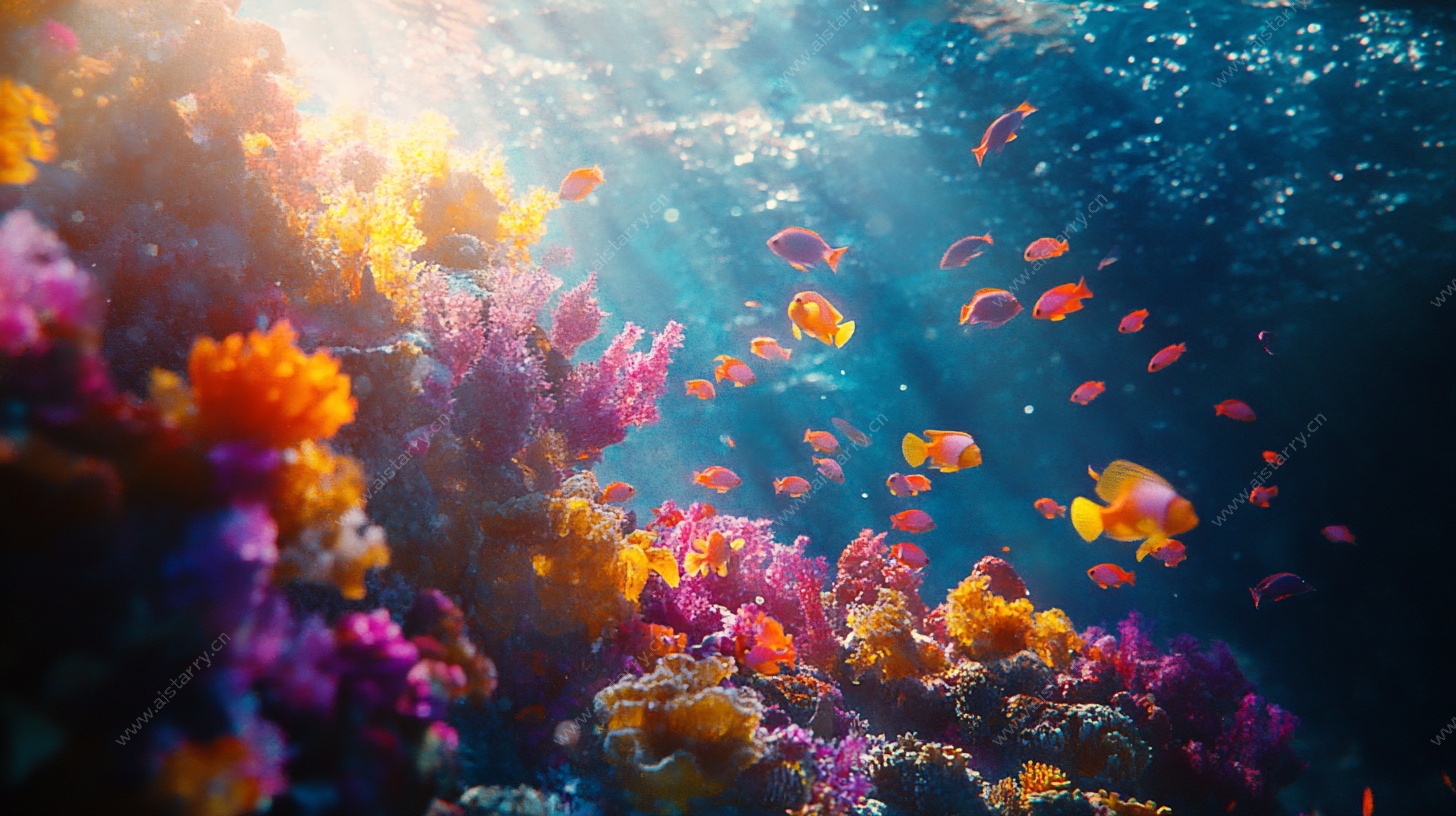 梦幻海底珊瑚鱼群景象