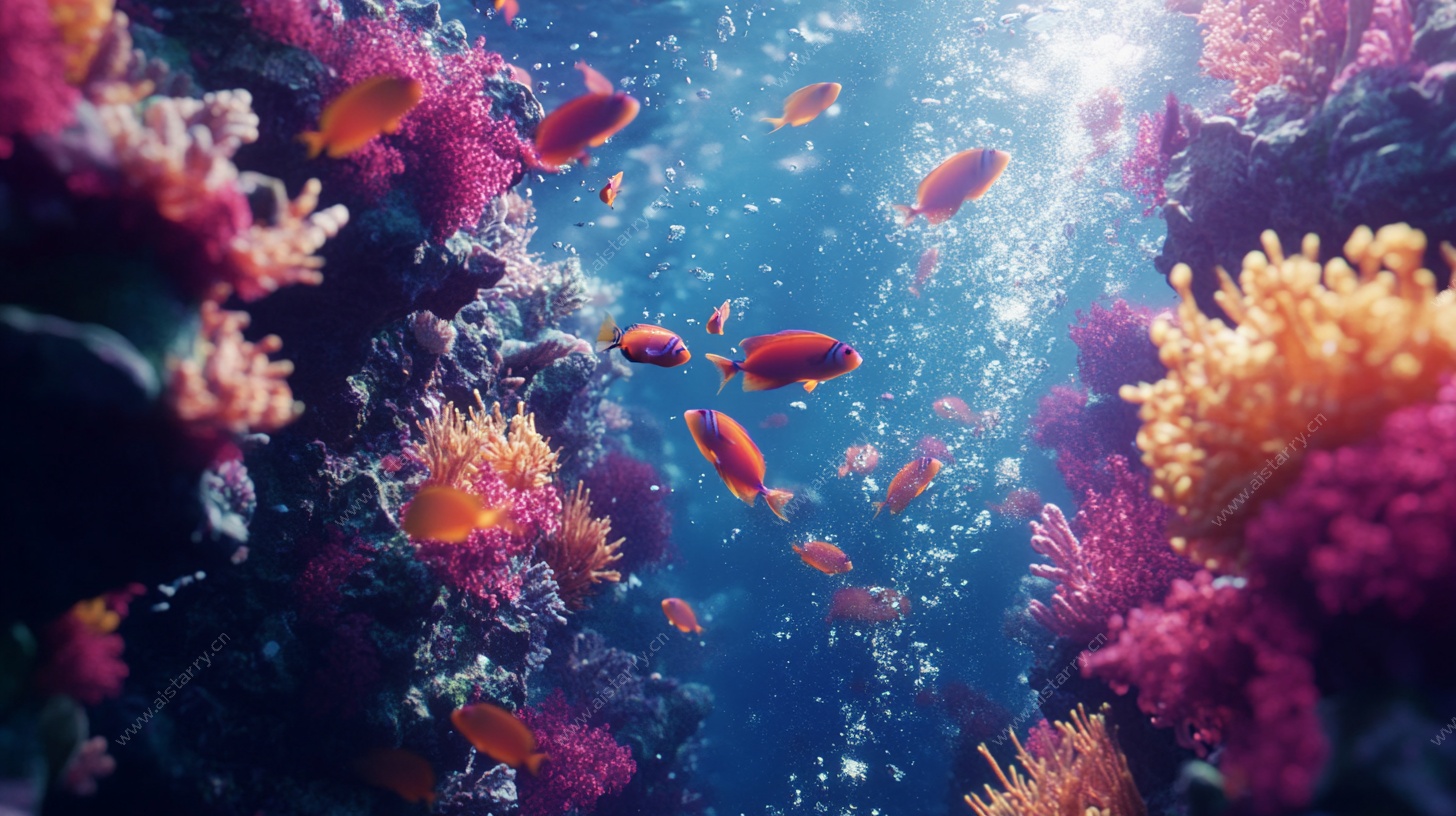 梦幻海底珊瑚鱼群景观