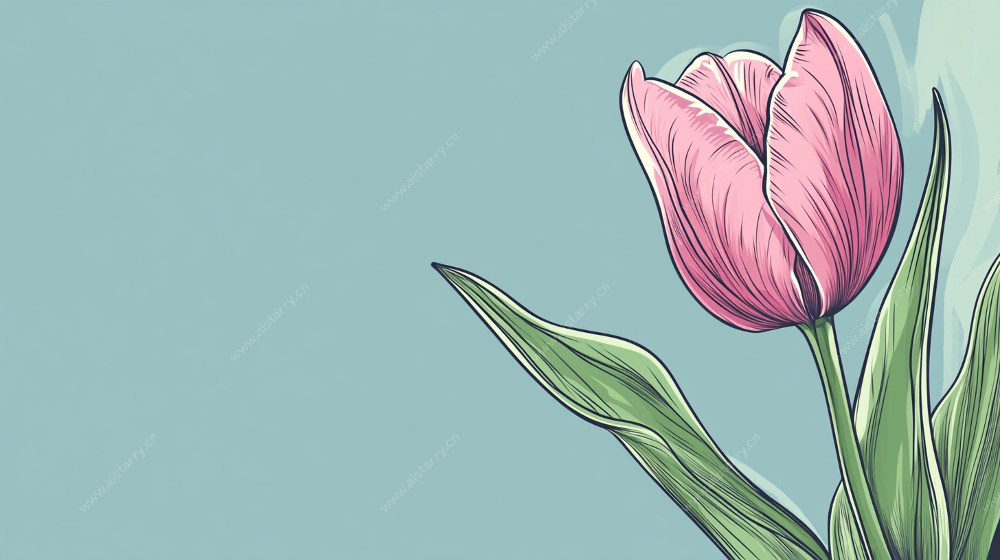 粉色郁金香插画