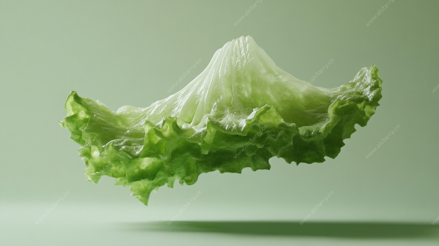 悬浮的鲜生菜叶