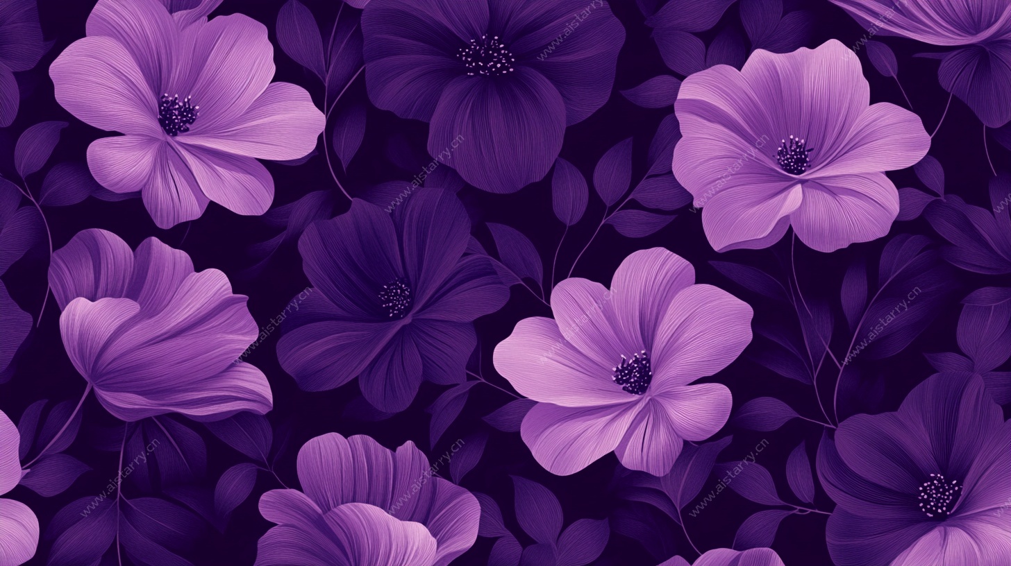 紫色花卉无缝图案背景