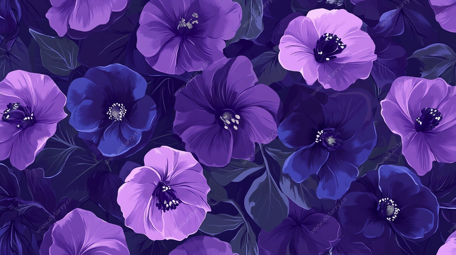 紫色花卉无缝图案背景