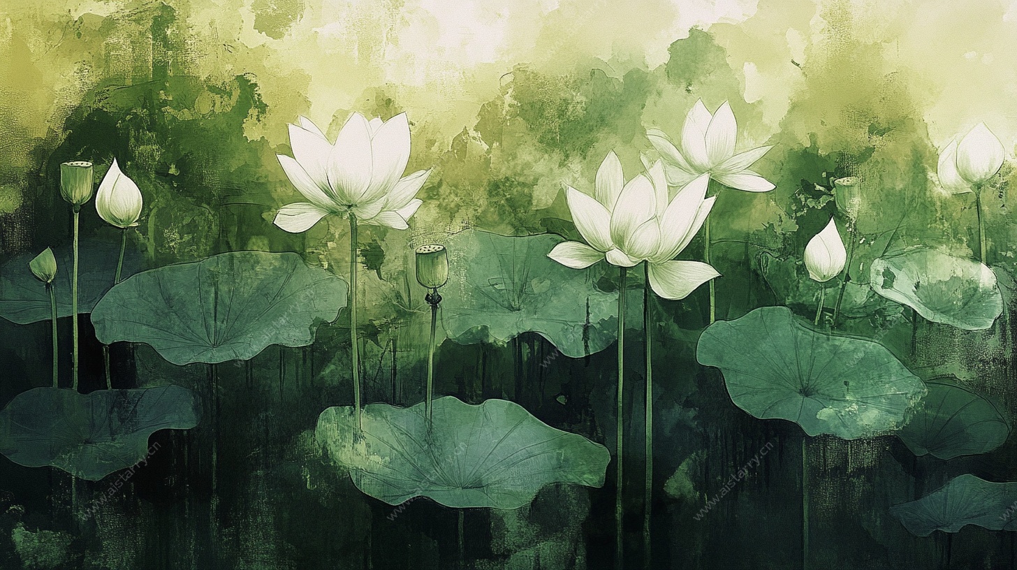 水墨荷花诗意画卷