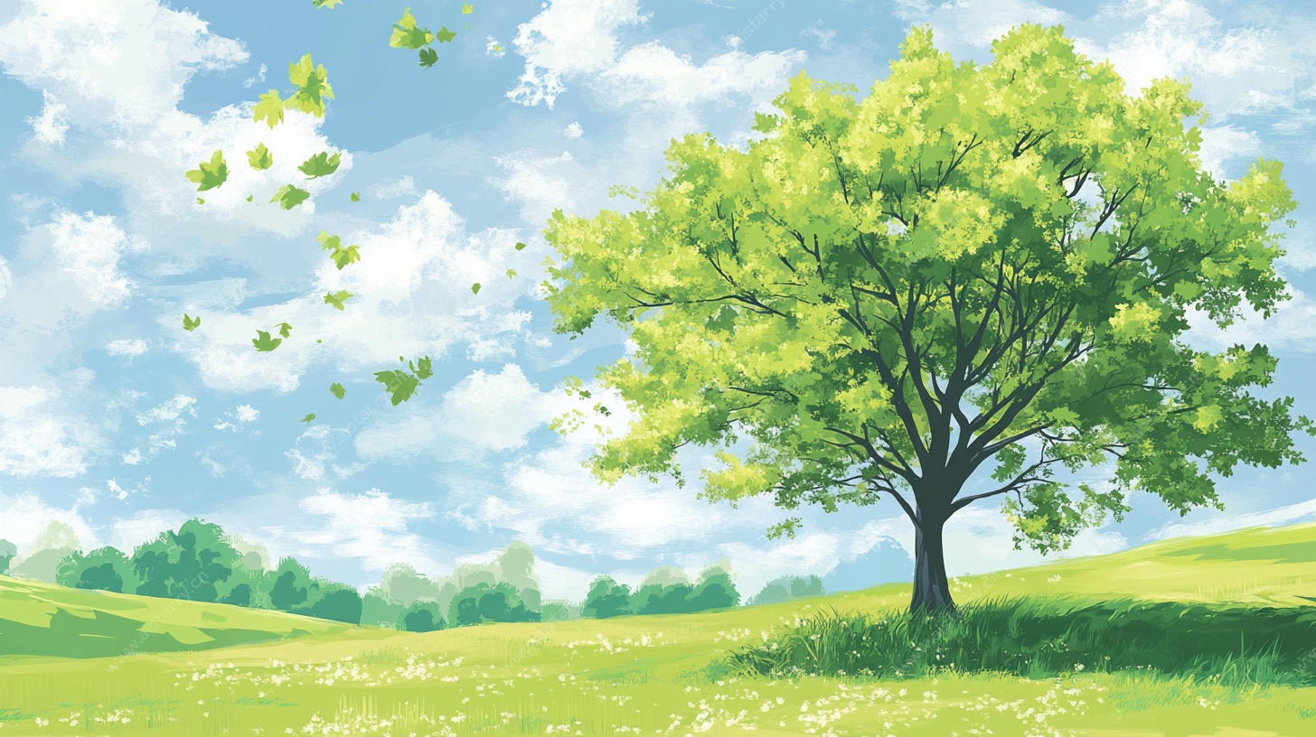 春日原野绿树图