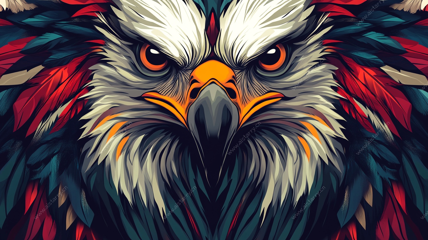 霸气雄鹰头部特写插画