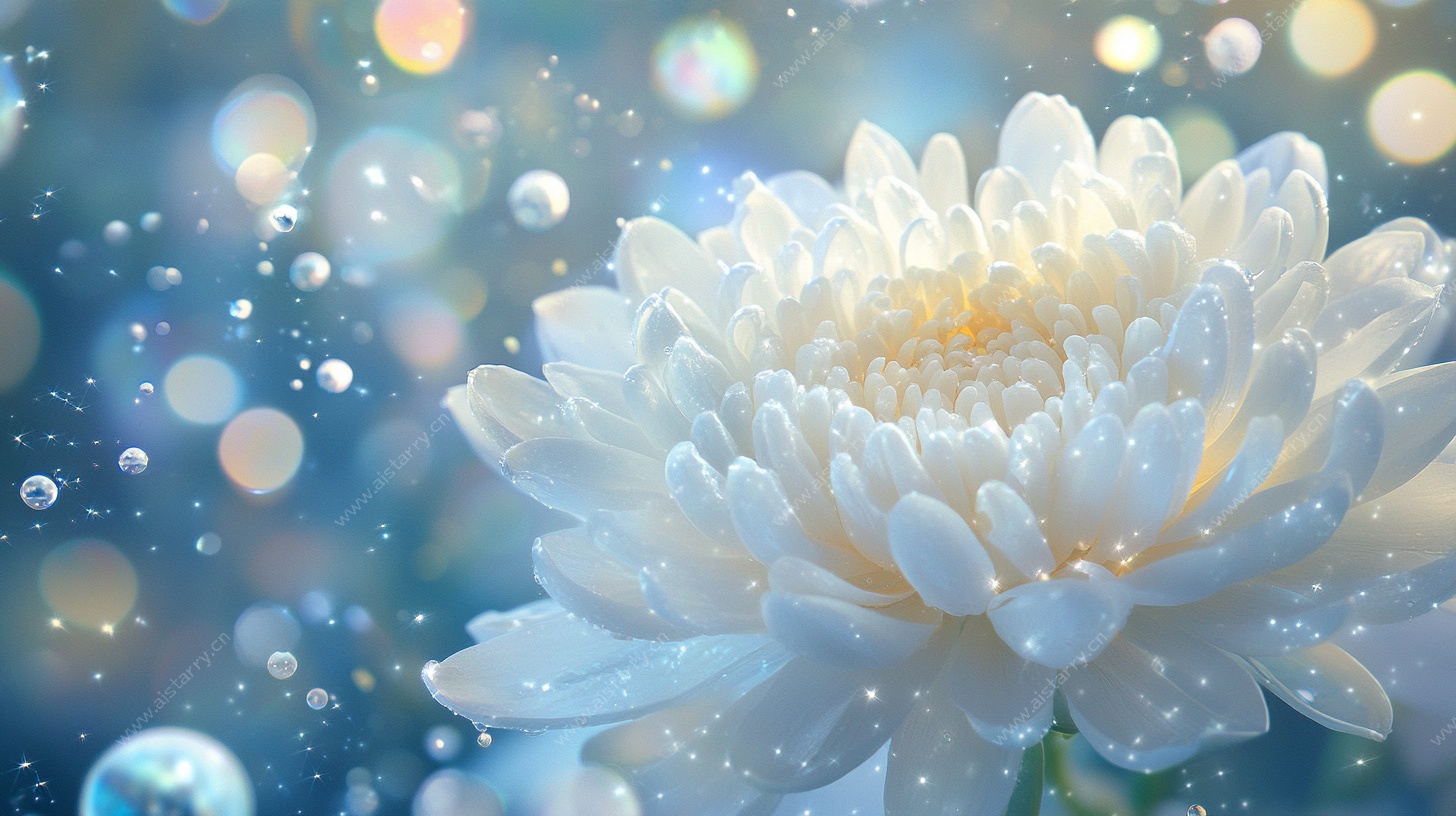 梦幻白菊与光斑背景图