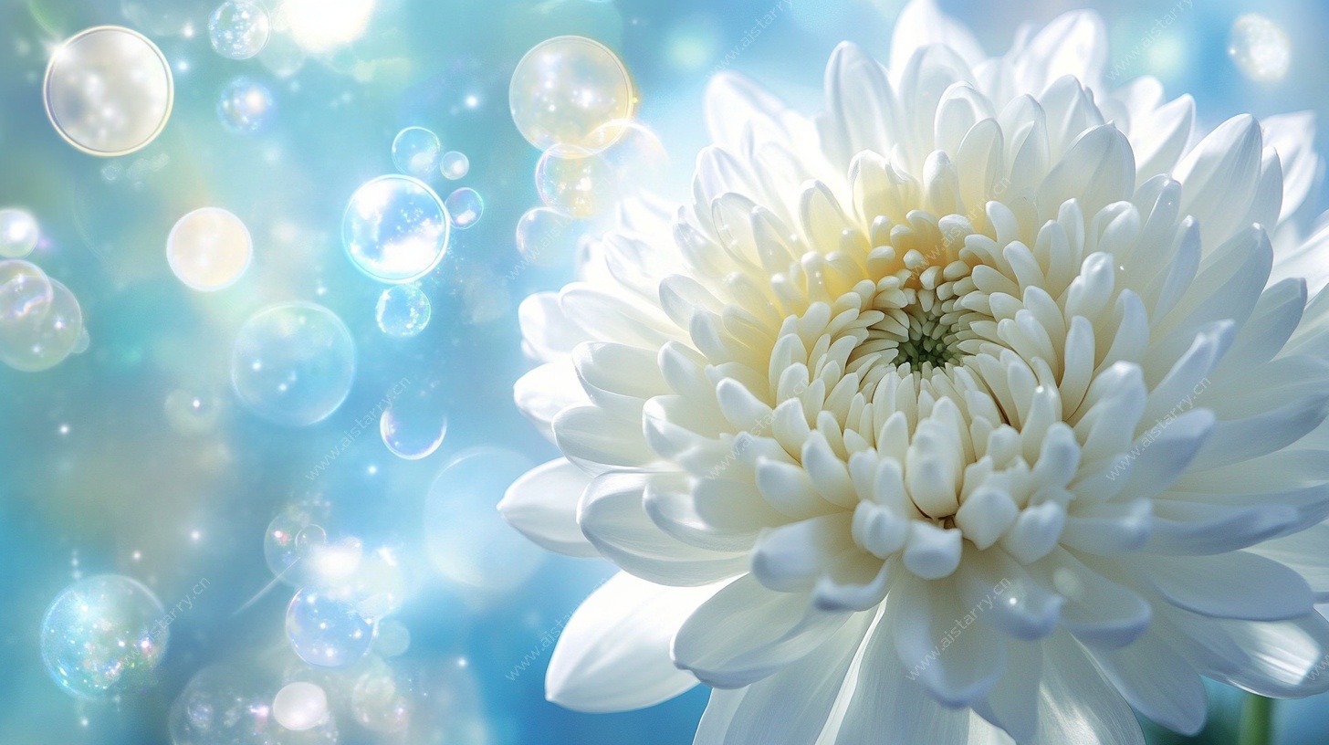 梦幻白菊与气泡唯美画面