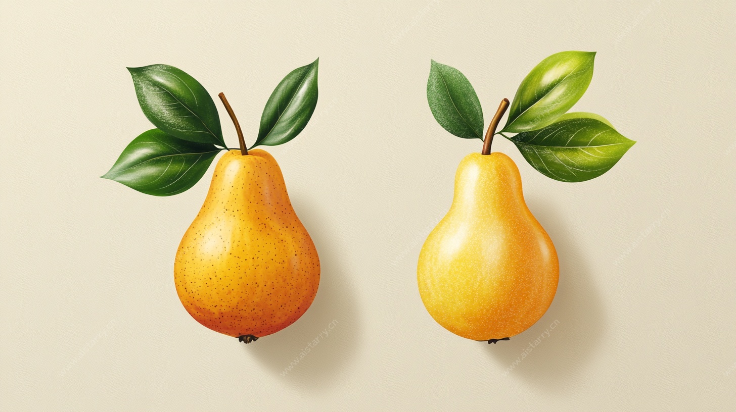 两个黄梨插画图