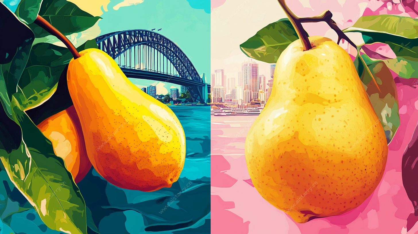 双梨异景插画