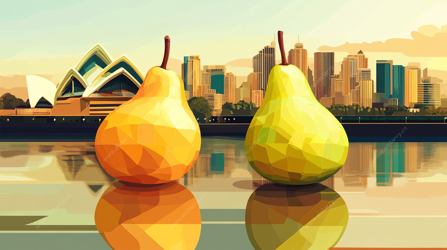 悉尼景前的几何风双梨