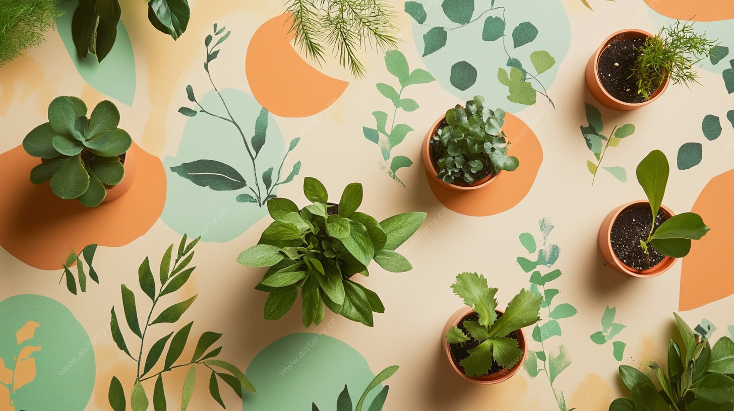 绿植盆栽装饰图案设计