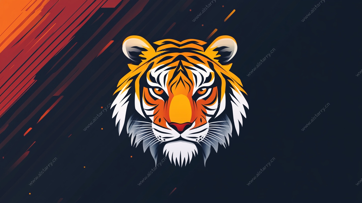 虎啸风云 炫酷虎头插画