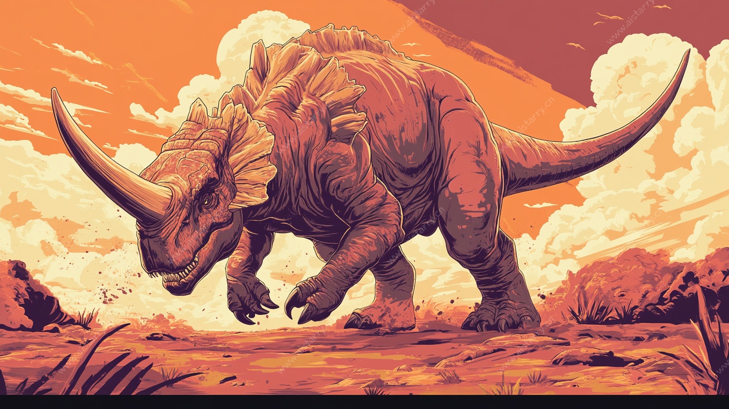 三角龙漫步远古场景