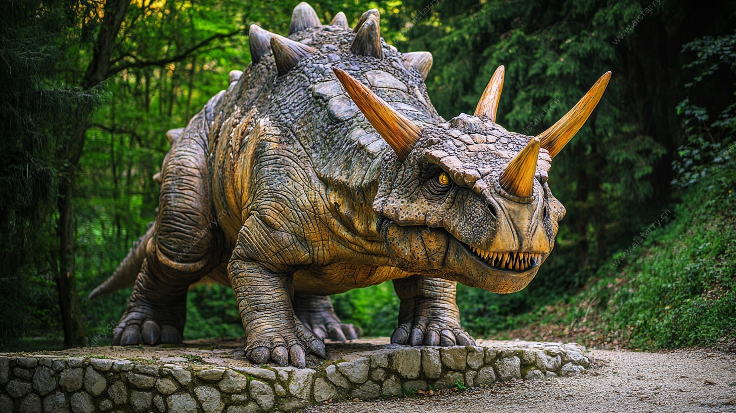 丛林中的仿真三角龙模型