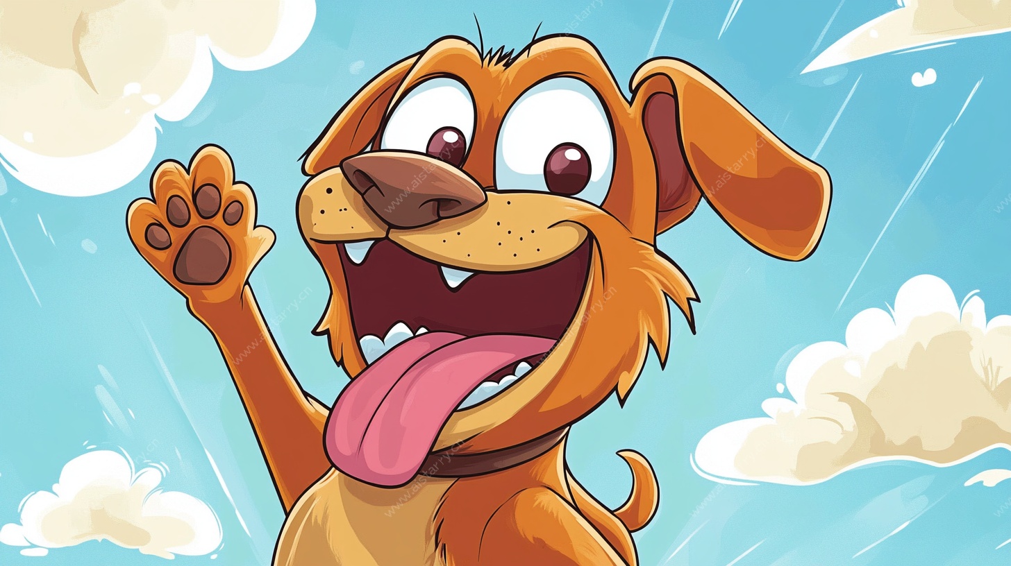 欢乐小狗挥手打招呼