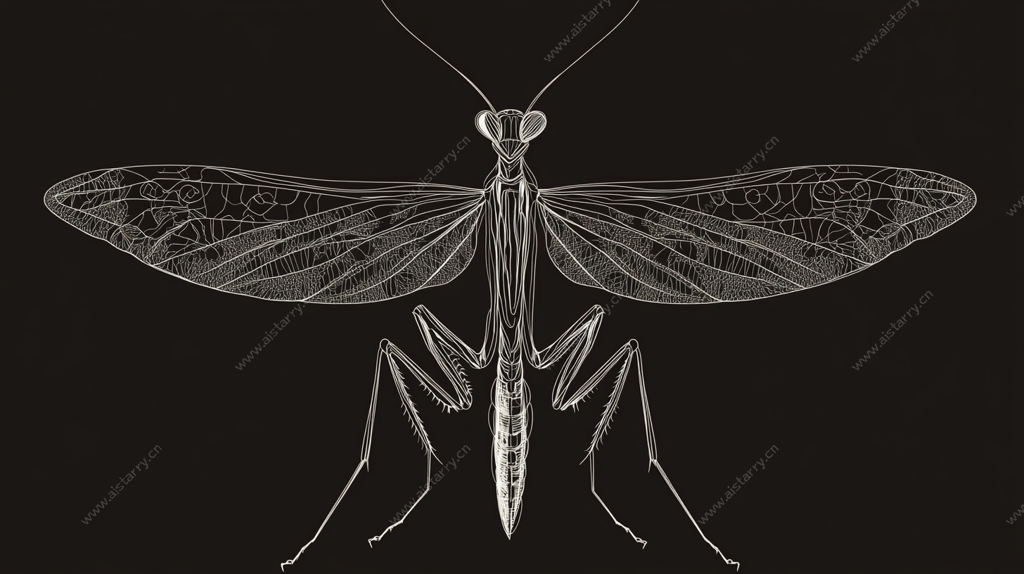 线条勾勒的螳螂艺术图像