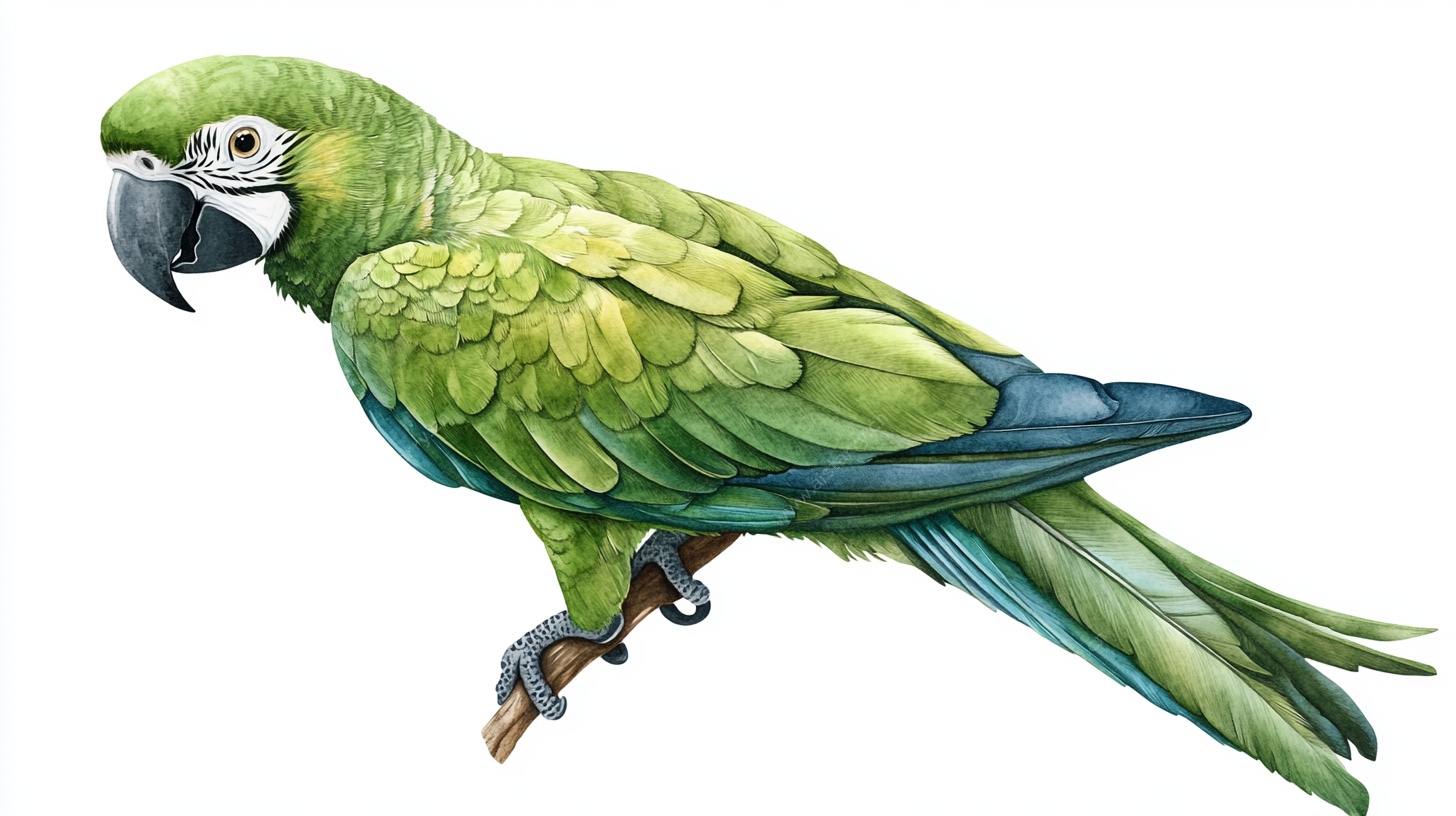 绿鹦鹉水彩插画
