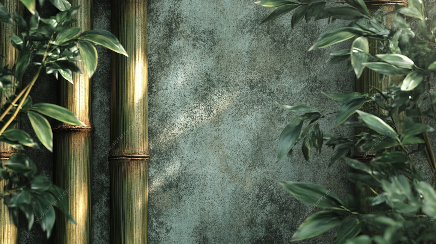 翠竹绿植墙面艺术景象