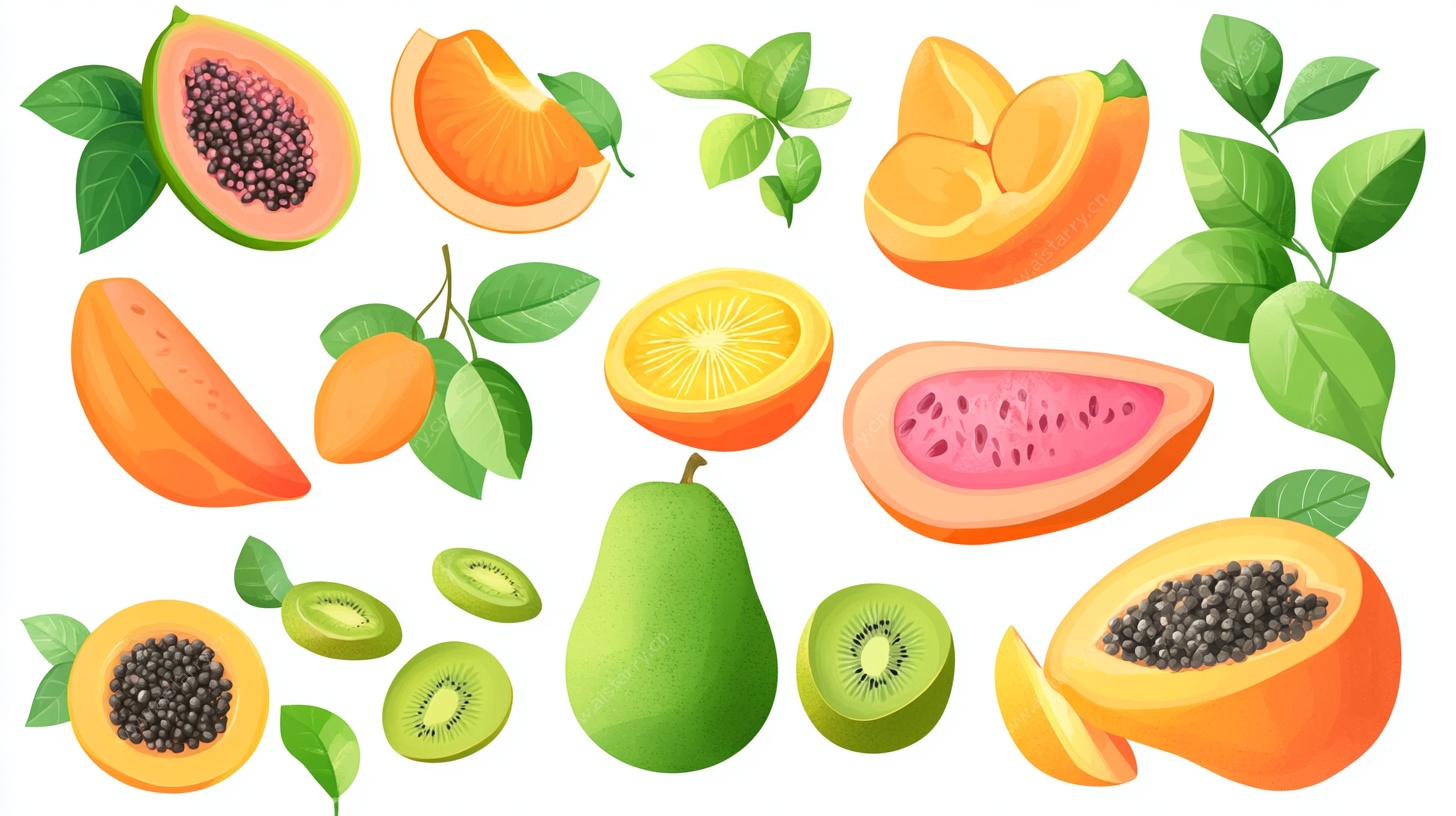 多彩新鲜水果插画集合