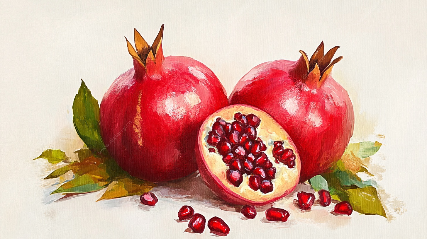 水彩石榴静物画