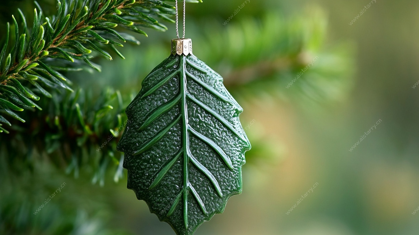 绿叶圣诞挂饰特写